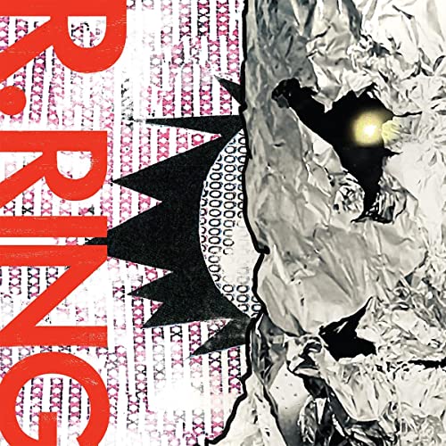 Vinyl record cover with abstract, distressed silver and red imagery.
