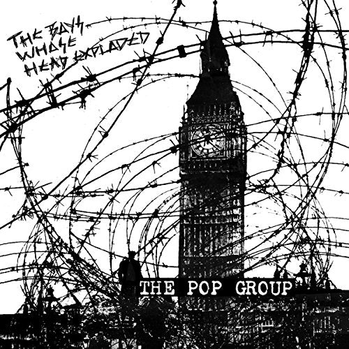 Black and white album cover with Big Ben obscured by barbed wire.