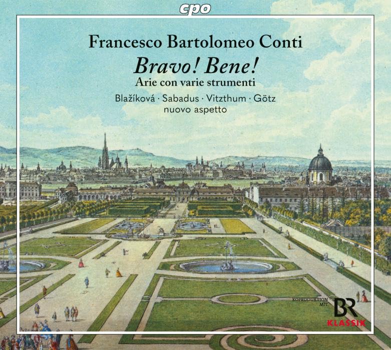 CD cover: Baroque music with a landscape painting of a formal garden.