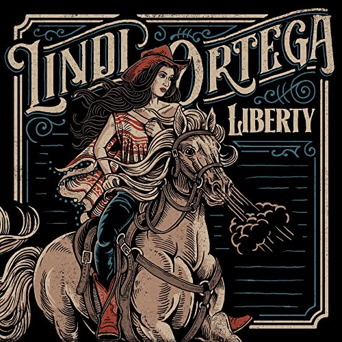 Vintage-style illustration of a cowgirl riding a horse, album artwork.