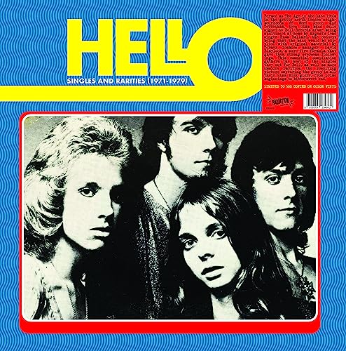 Album cover for “Hello - Singles And Rarities (1971-1979)” featuring a band portrait.