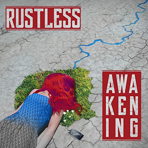 CD cover: cracked earth with grass, red hair, and blue phone.