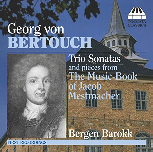 CD cover for Bergen Barokk’s “Bertouch: Trio Sonatas” featuring a portrait and church.