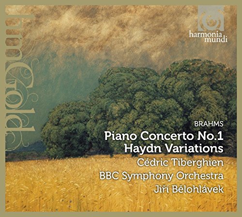 CD cover: landscape painting, text listing Brahms, Tiberghien, and Belohlavek.