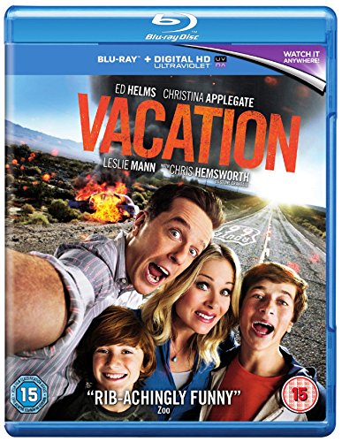 Vacation" Blu-ray cover featuring a family and a car crash scene.