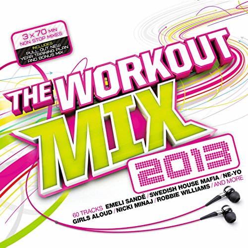 CD cover for "The Workout Mix 2013" with bright, dynamic graphic design.