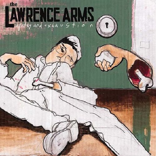 Album cover for The Lawrence Arms’ “Apathy & Exhaustion” with illustrated figure.
