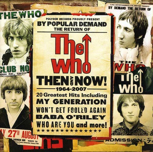 CD cover for The Who's “Then And Now,” featuring band members’ portraits.