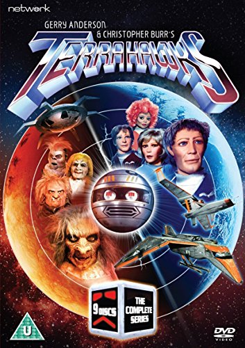 Terrahawks" DVD cover featuring characters and spaceships against a planetary background.