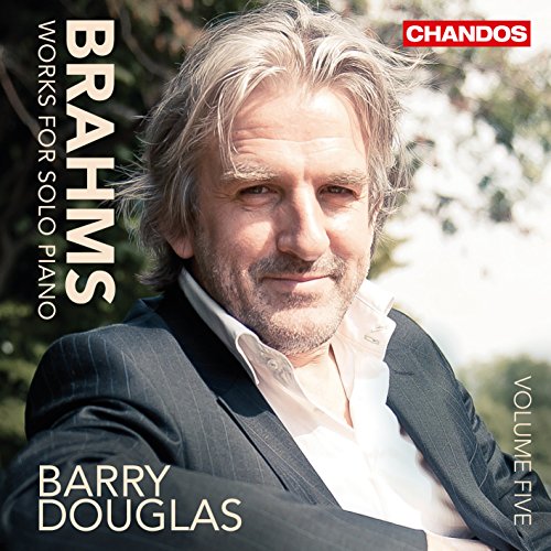 CD cover featuring pianist Barry Douglas, text “Brahms Works for Solo Piano”.