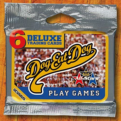 Sealed pack of "Dog Eat Dog - Play Games" trading cards with red number six.
