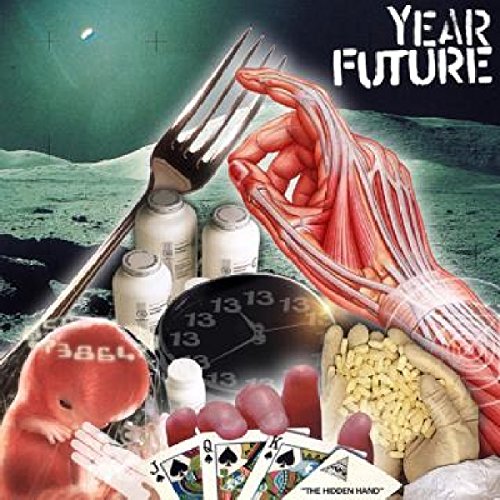 Album cover for "The Hidden Hand" with surreal imagery of a hand and fork.