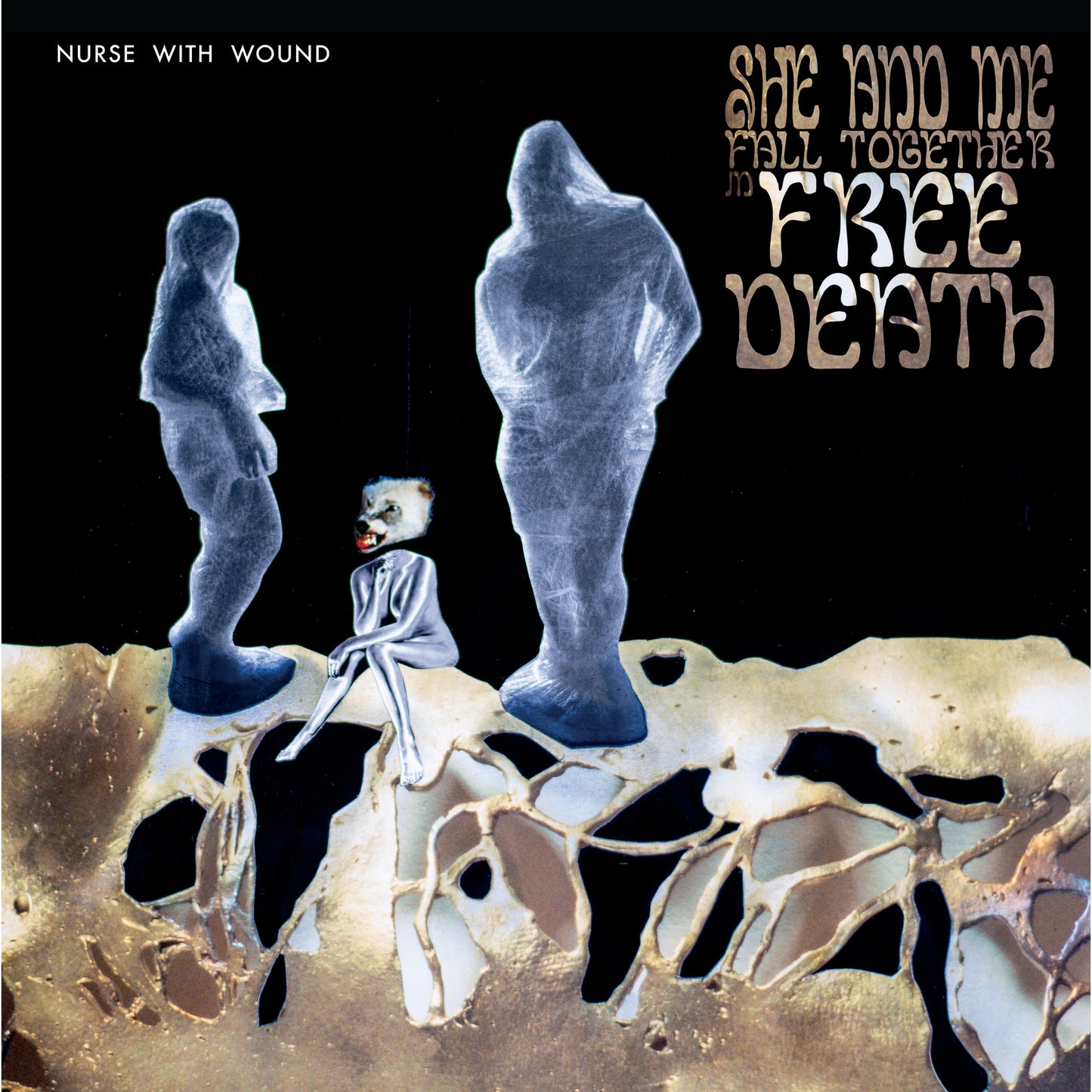 Album cover: surreal collage with figures, text, and fractured imagery.