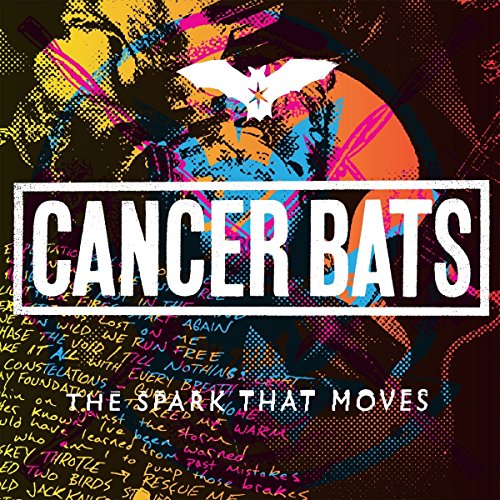 Album cover for Cancer Bats’ “The Spark That Moves” with bold text and graphics.