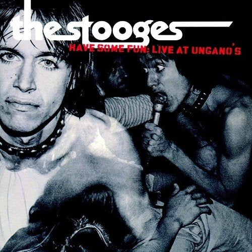 Black and white album cover featuring Iggy Pop performing with The Stooges.