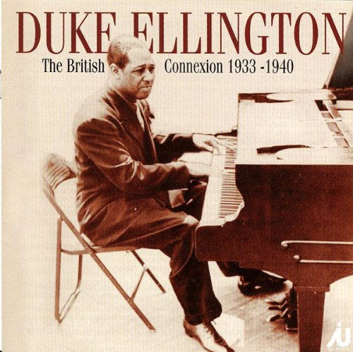 Duke Ellington album cover featuring a sepia-toned photo of him at a piano.