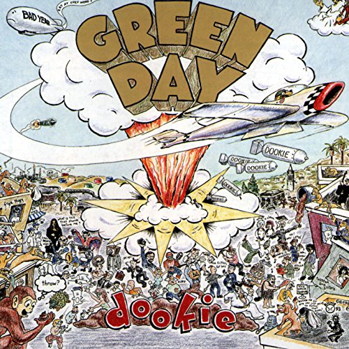 Green Day’s “Dookie” album cover: cartoon explosion with band name.