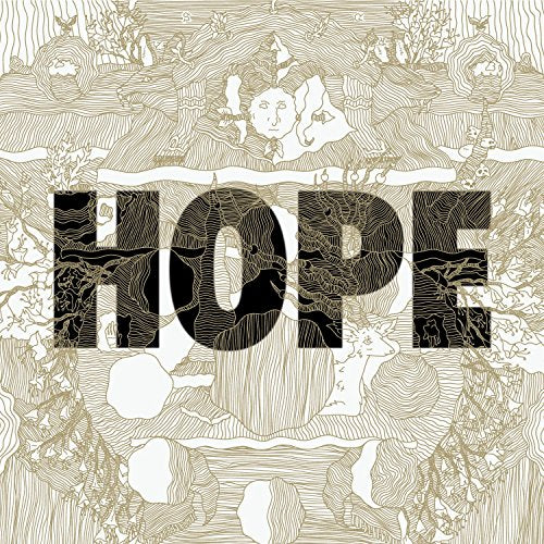 HOPE" in large black letters over detailed, light-tan illustrated landscape.