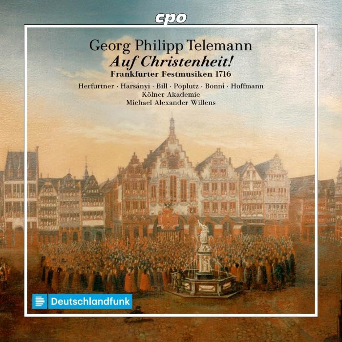 CD cover for Telemann’s “Auf Christenheit!” featuring a baroque building.