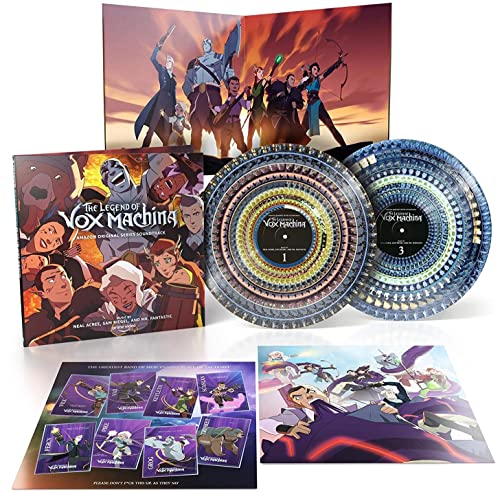 “The Legend of Vox Machina” vinyl soundtrack with character art and zoetrope discs.