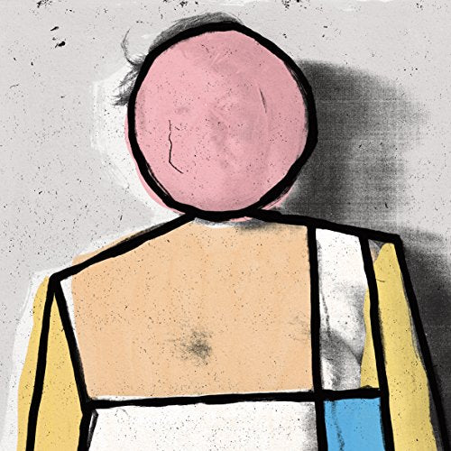 Abstract illustration of a figure with a pink, featureless head.