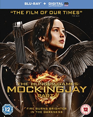 Blu-ray cover for "The Hunger Games: Mockingjay Part 1" featuring Jennifer Lawrence.