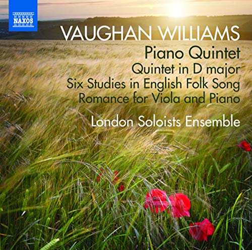 CD cover for Vaughan Williams’ Piano Quintet with a golden field image.
