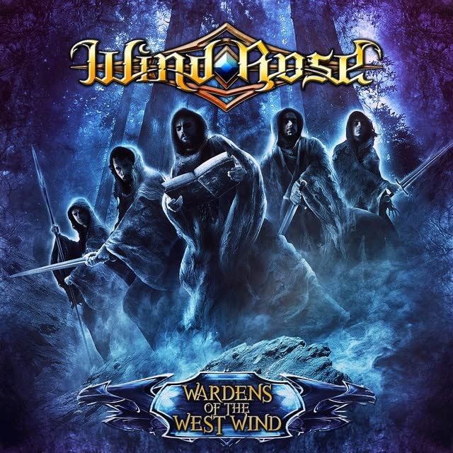 Album cover for Wind Rose, featuring hooded figures in a forest scene.