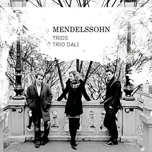 Black and white CD cover featuring Trio Dali standing on steps.