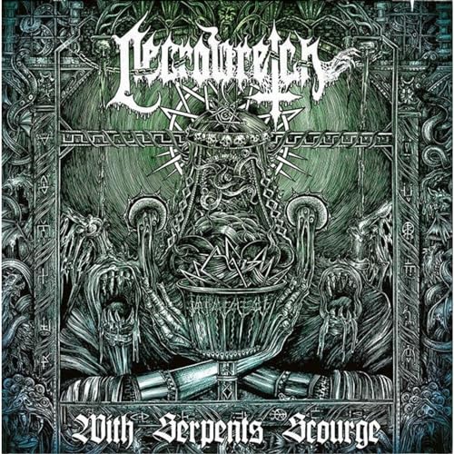 Dark metal album cover with ornate, gothic imagery of a chalice and serpents.