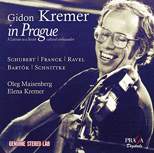 CD cover featuring violinist Gidon Kremer smiling and playing his instrument.