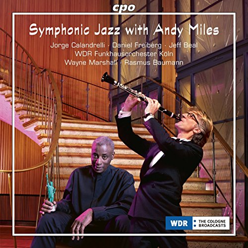 CD cover featuring a clarinetist and a man on a staircase.