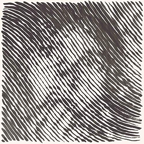 Abstract black and white lines forming a textured, diagonal pattern.