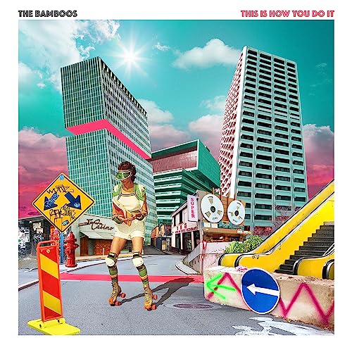 Album cover for The Bamboos, featuring a roller skater in a city scene.
