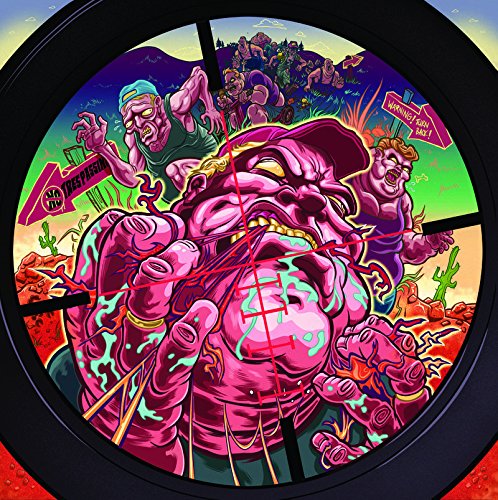 Puscifer vinyl record cover: surreal, colorful illustration of grotesque figures.