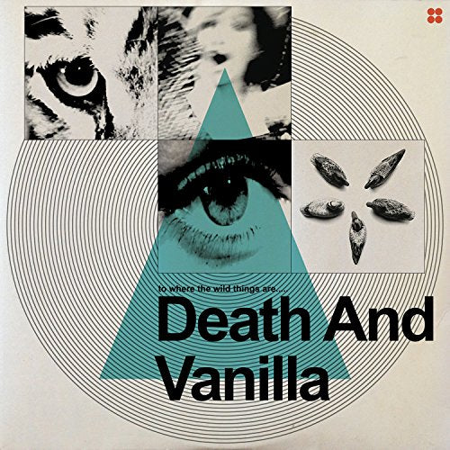 CD cover with animal eyes, teal triangle, and bold text: "Death And Vanilla".