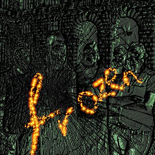 Dark album cover for Klein’s “Frozen” with distorted faces and fiery text.