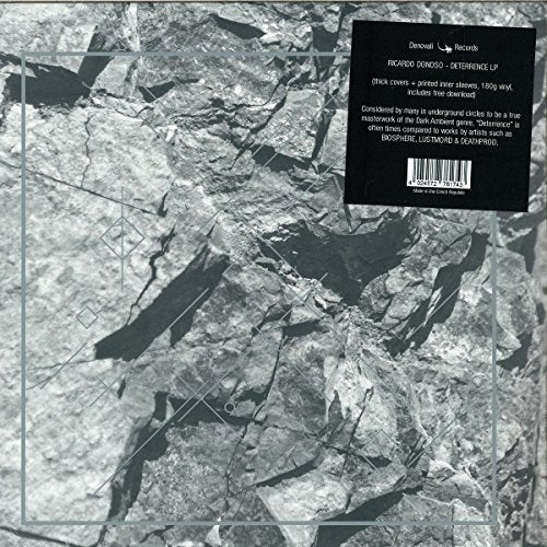 CD cover for Ricardo Donoso’s “Deterrence” featuring abstract marbled stone texture.