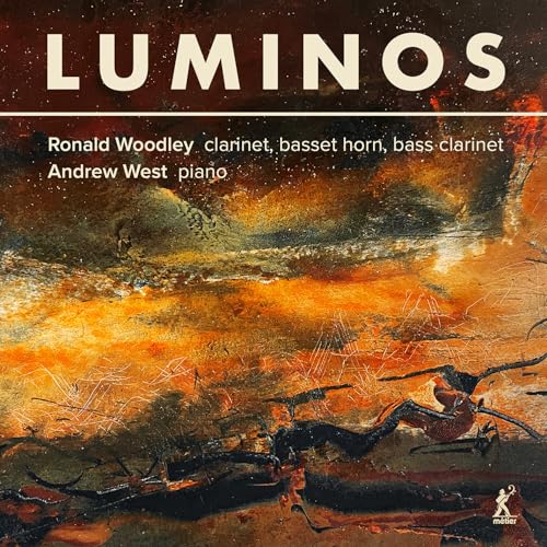 CD cover for “Luminos” featuring abstract orange and black artwork.