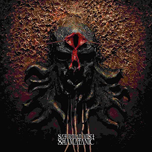 Dark, textured album cover featuring a monstrous face with red details.