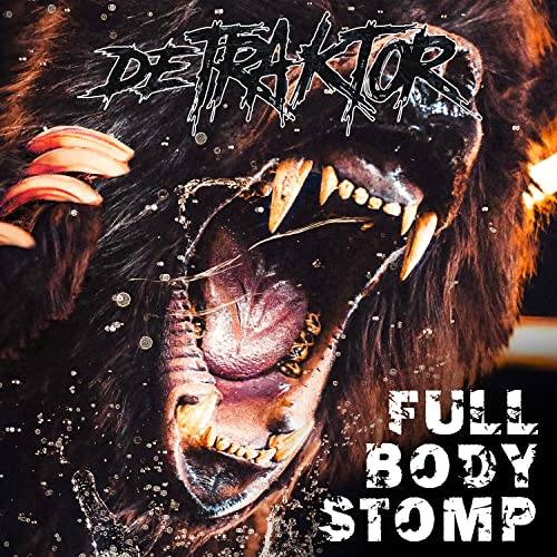 Aggressive gorilla with open mouth, album cover for "Detraktor - Full Body Stomp".