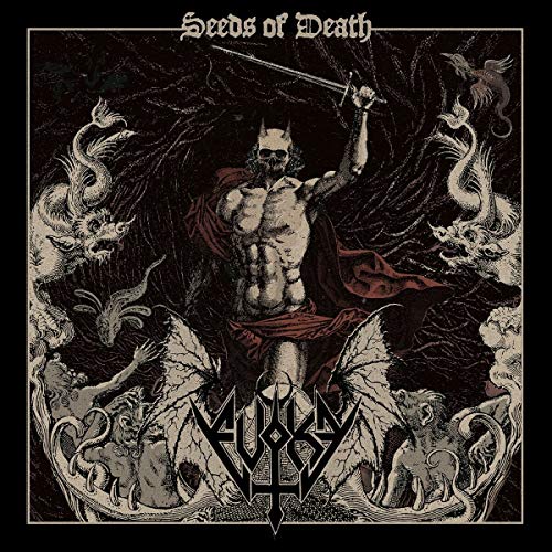 Dark fantasy album cover featuring a skeletal figure with dragons and birds.