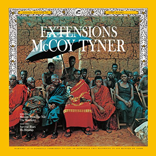 Album cover for McCoy Tyner’s “Extensions” featuring a group portrait.