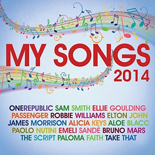 CD cover for “My Songs 2014” with musical notes and artist names.
