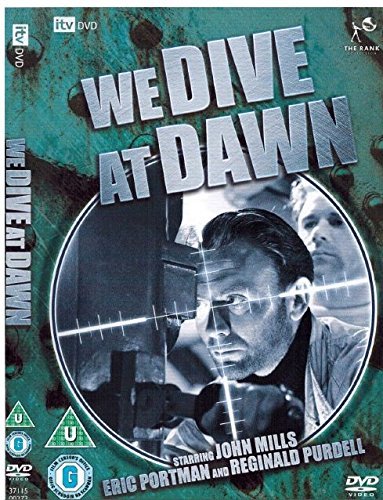 DVD cover for We Dive at Dawn featuring a man looking through a periscope.