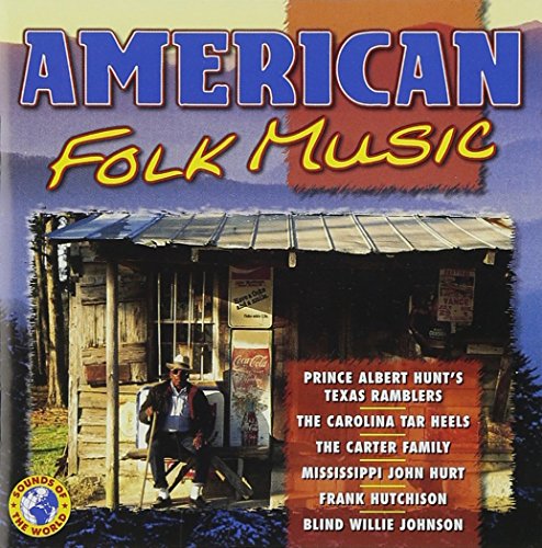 CD cover for "American Folk Music" featuring a rustic building and musicians.