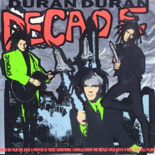 Duran Duran “Decade” CD cover with band members and city skyline.