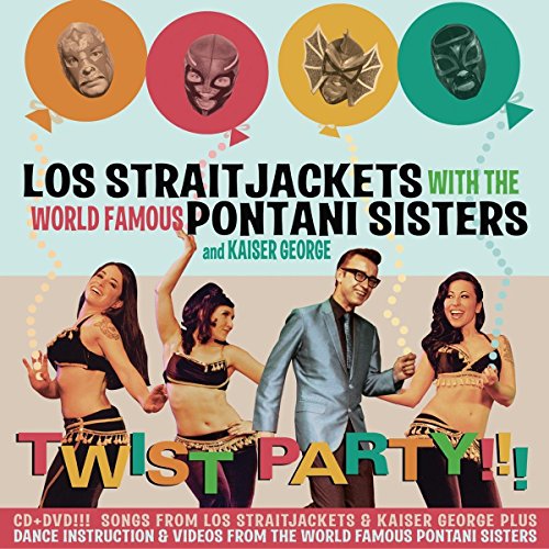 CD cover for Los Straitjackets’ “Twist Party” featuring masked figures and dancers.