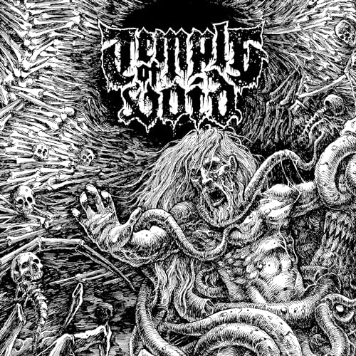 Black and white album cover with skulls, tentacles, and a distressed figure.
