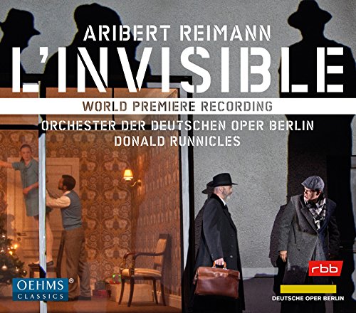 CD cover for Aribert Reimann’s opera “L’Invisible” with stage scene.